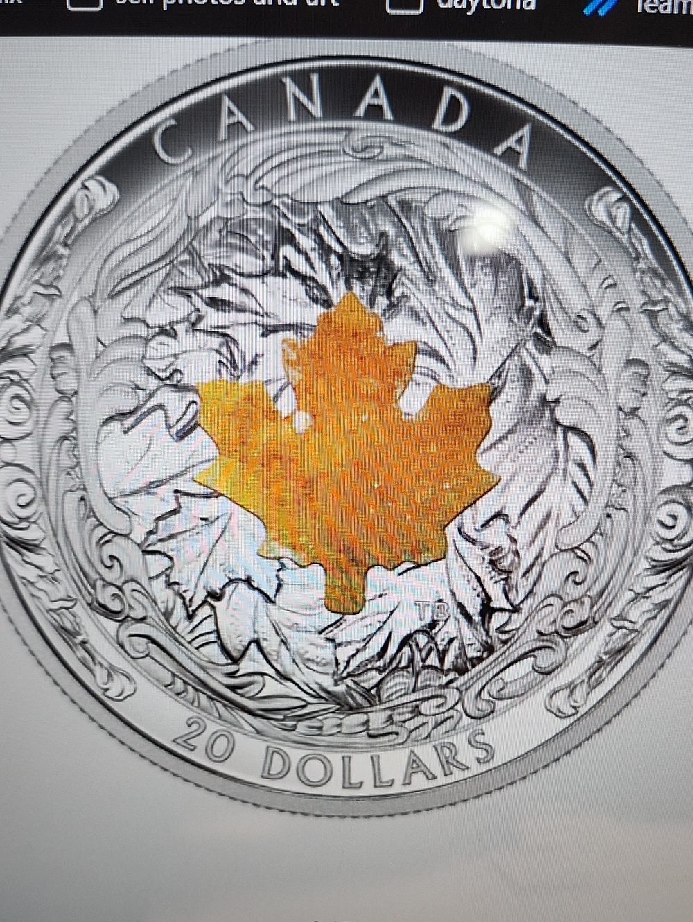 1 oz. Fine Silver Coin – Majestic Maple Leaves With Drusy Stone – Mintage: 4,000